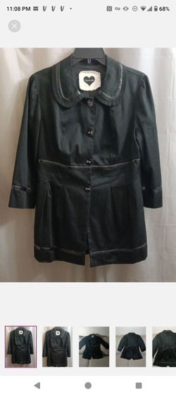 Soulmates Black Women's Coat with Gloss Trim - Heart Tag