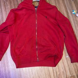 Large Red Polo Zip Up