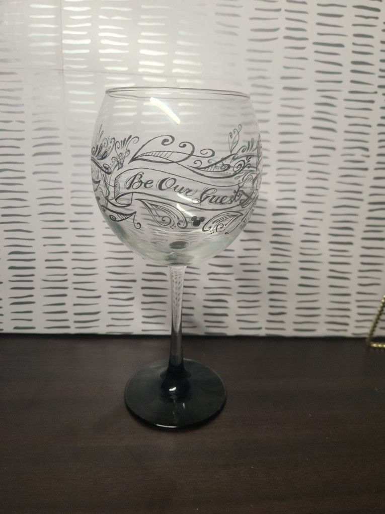 Disney Be Our Guest Wine Glass Beauty and the Beast-Magic Kindom-New