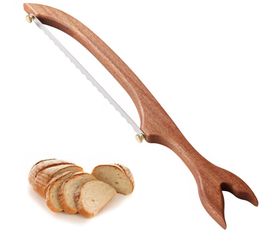 Wooden Fishbow Bread Knife with Serrated Blade
