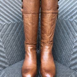 Franco Sarto Leather Riding Boots Brown Size 7
