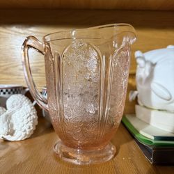 Jeannette Cherry Blossom Pink Depression Glass Pitcher