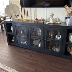 TV Console Or buffet Table W/Glass Doors!! As NEW!!!