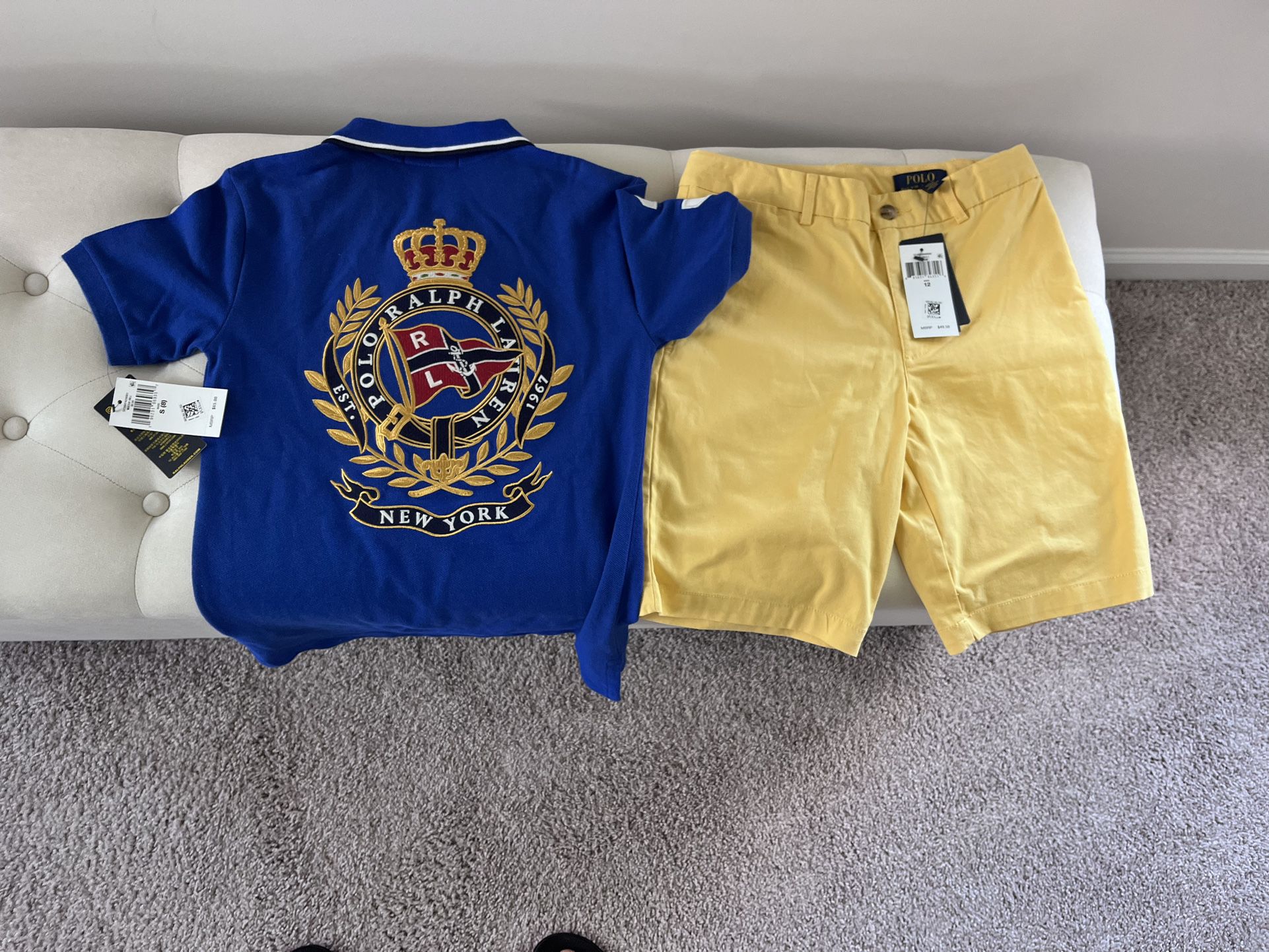 Kids Ralph Lauren Outdit Shirt Sz(8) And Shorts Sz (12)