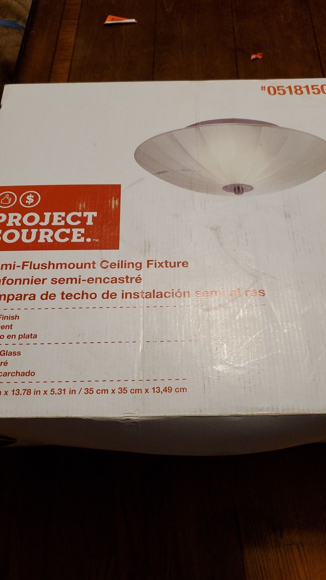 Project Source 13.78-in W Silver Frosted Glass Semi-Flush Mount Light