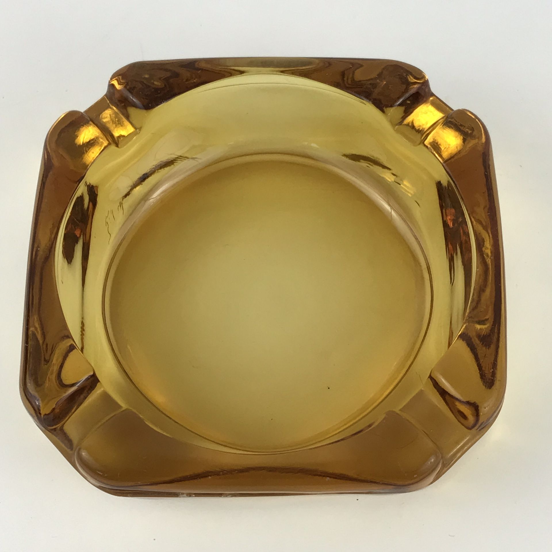 Ashtray glass amber 1970s 1960s never used New