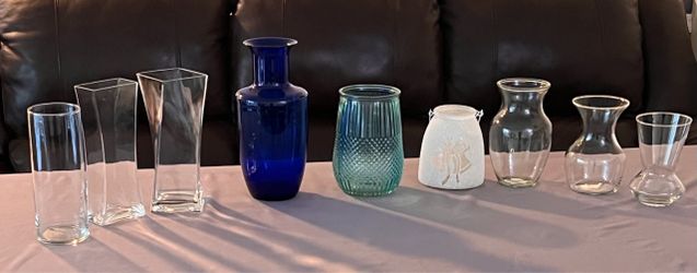 9 Decorative Glass Vases – $60 for All – Will Separate