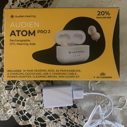 Audien Atom Pro 2 Rechargeable OTC Hearing Aids Brand New 