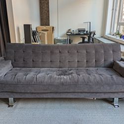 Modern tufted gray futon