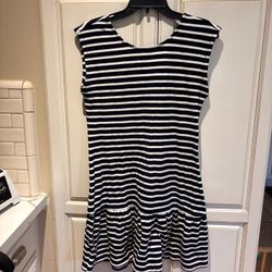 Old Navy sailor dress size S/P can fit someone larger M or L dark blue & white stripes