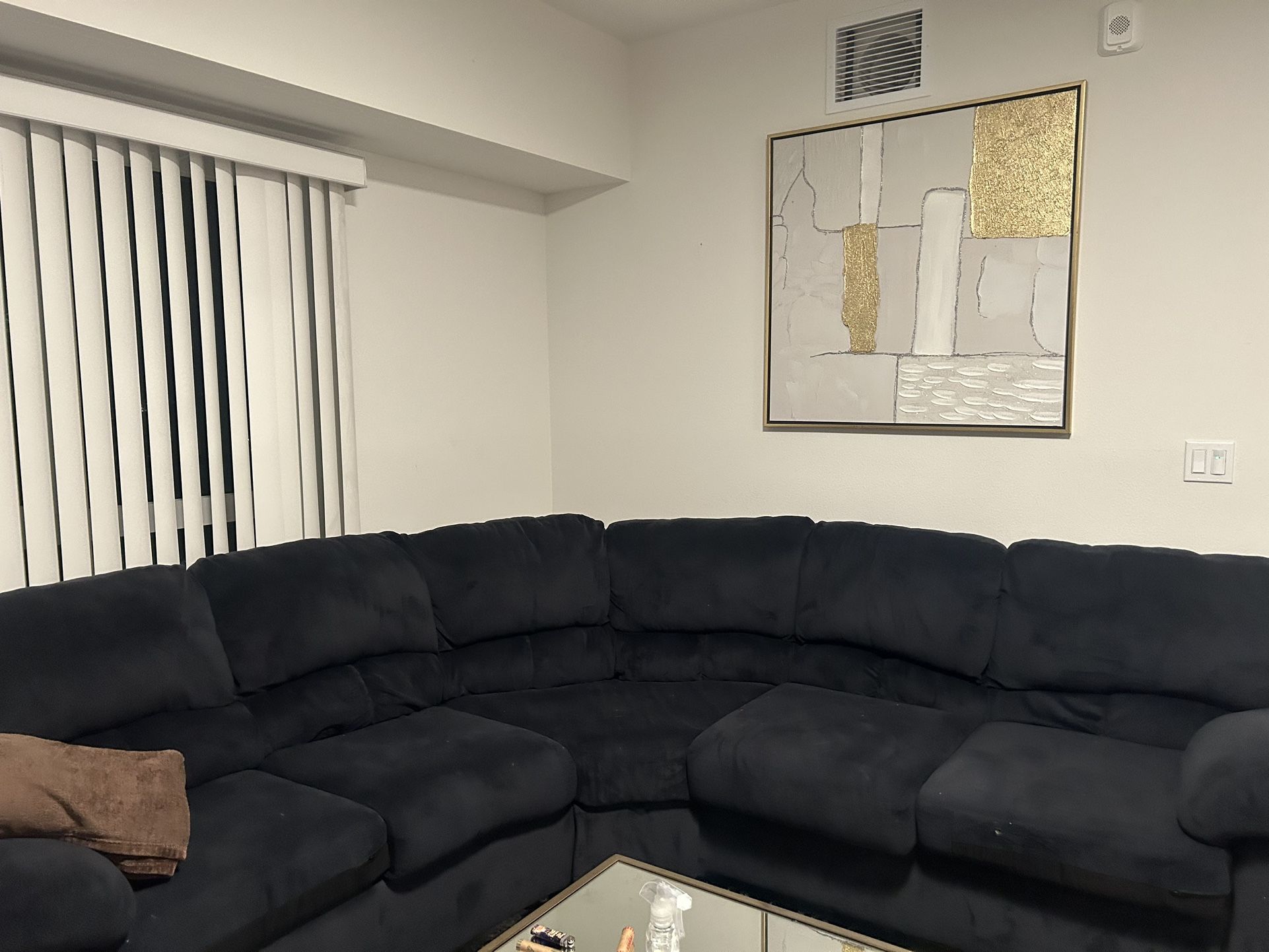 Navy blue section couch