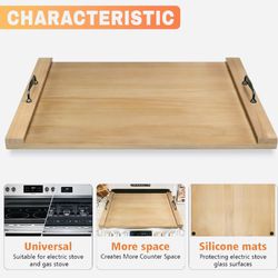 Noodle Board Stove Cover, Wood Stove Top Cover with Handles for