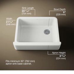 NEW KOHLER 30” CASTIRON APRON SINK. WHITEHAVEN UNDER MOUNT. 3/28/26