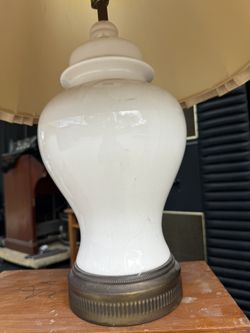 Vintage ginger jar lamp with a pleated shade.