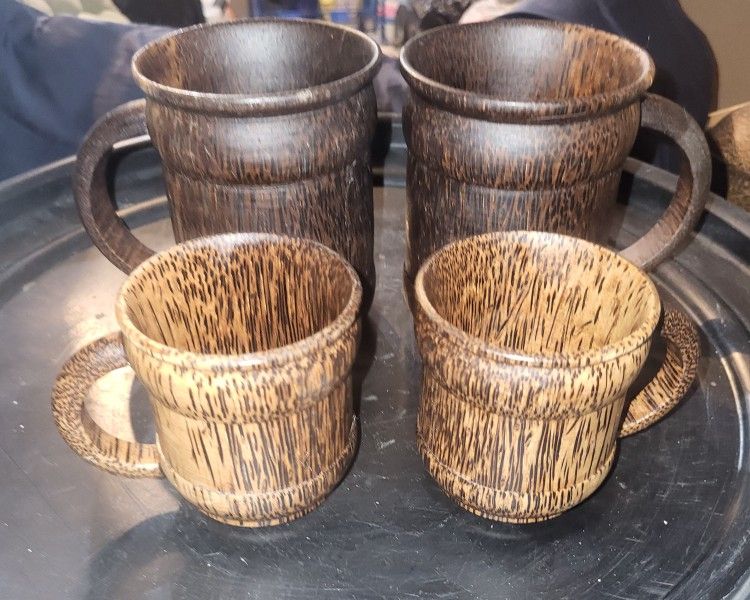 Handmade Mug and Tea wooden palm cups