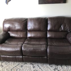 Leather Dual Recliner Couch 