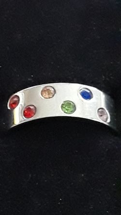 Stainless steel ring multicolored top