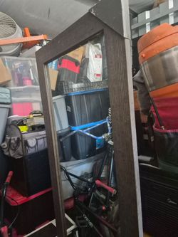 Dark Brown Wood Frame Wall Mirror