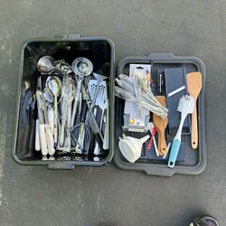 Large Kitchen Utensil Lot – Whisks, Tongs, Ladles, Mandoline & More