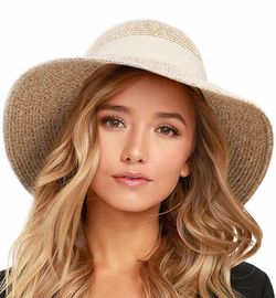 Women’s Wide Brim Straw Sun Hat UPF 80+