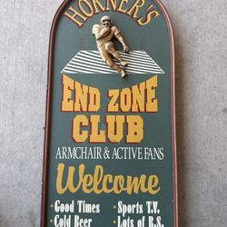 End Zone Club Handcrafted Collectable Wood Sign
