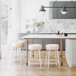Saddle Stools For Counter, Almond. Set Of 4