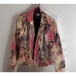 Women’s Vintage Pink Animal Print Blazer Sz 10