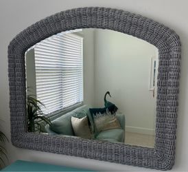 Silver Wicker Mirror