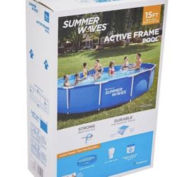 Summer Waves 15ftX33in Round Active Frame Above Ground Pool Set W/ Pump&Filter