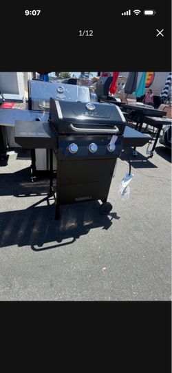 3 Burner Liquid Propane Gas Grill in Black