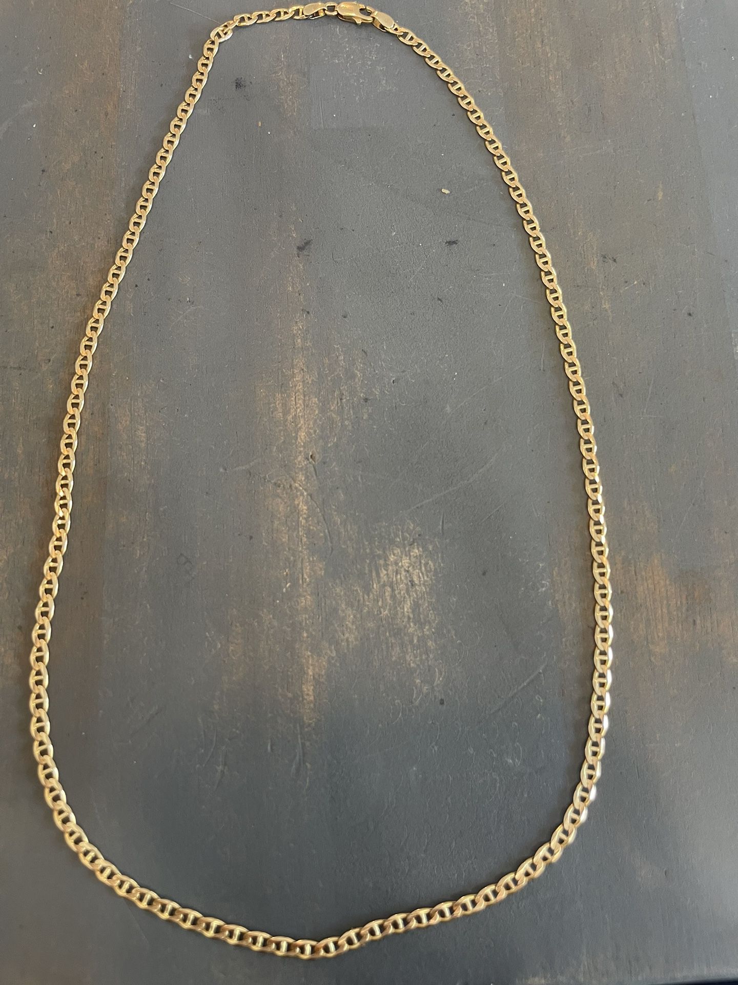 14k Gold Solid Mariner Link Unisex Chain 18”