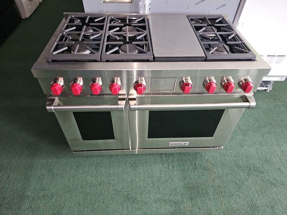 Wolf 48 Inch Dual Fuel Gas Range Stainless New