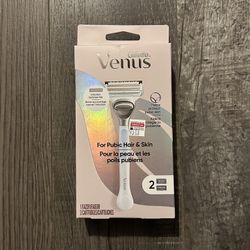 Gillette Venus Razor For Pubic Hair & Skin W/2 Cartridges 