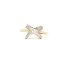 Ladies 18k Yellow Gold Ring w/ White Gold X Accent Size 7 11054640