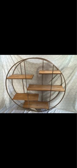 Round Metal and Wood Display Shelf 47”x47”