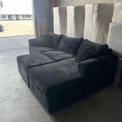 Brand New Corduroy Sectionals With Free Ottoman