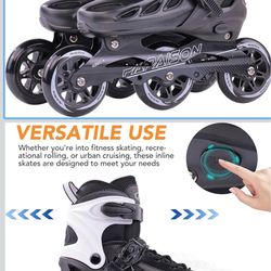 Adjustable Inline Skates for Adults (Men, Women, and Children) — 3-Wheel, 100mm Size — Size L