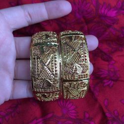 22k Gold Plated Bangles Size 2-6 7.5” Bracelet Women’s Jewelry 