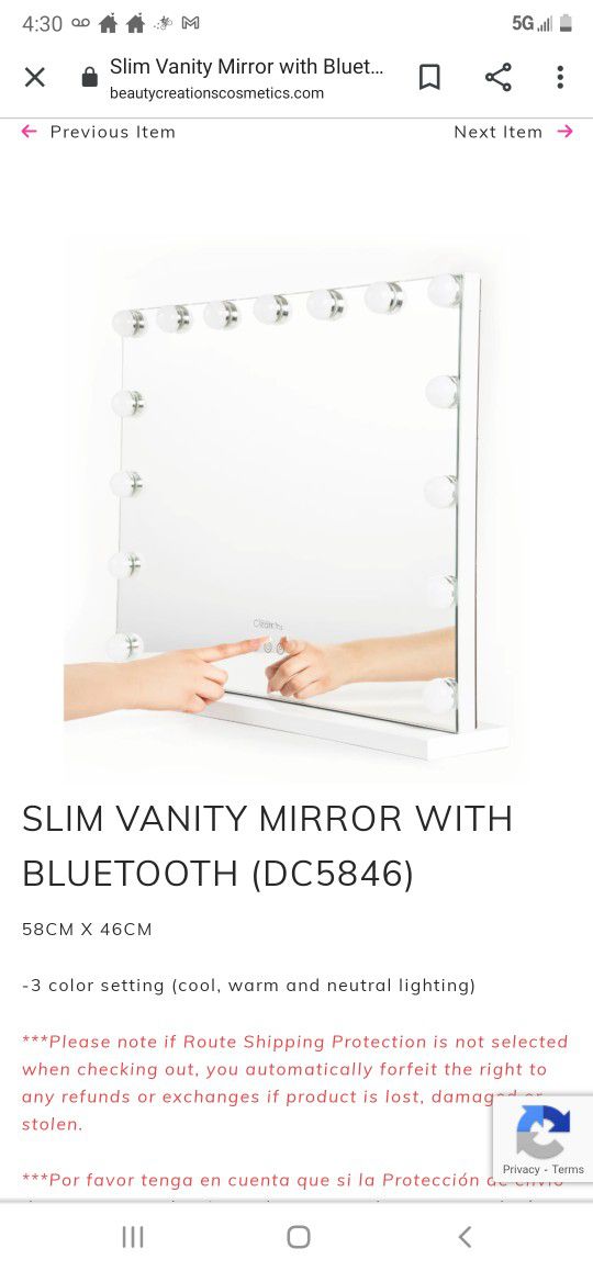 Hollywood Vanity Mirror With Bluetooth & 15 Light bulbs Included