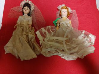 2 vintage bride dolls