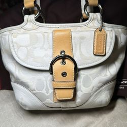 COACH SOHO WHITE OPTIC SIGNATURE C SMALL TOTE BAG PURSE SATCHEL 1853 RARE