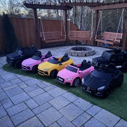 (READ DESCRIPTION) 12V Ride On Cars For Sale (6x6 Mercedes In Back Not For Sale) 