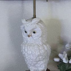 2 Rare Italian Antique Porcelain OWL Lamps 
