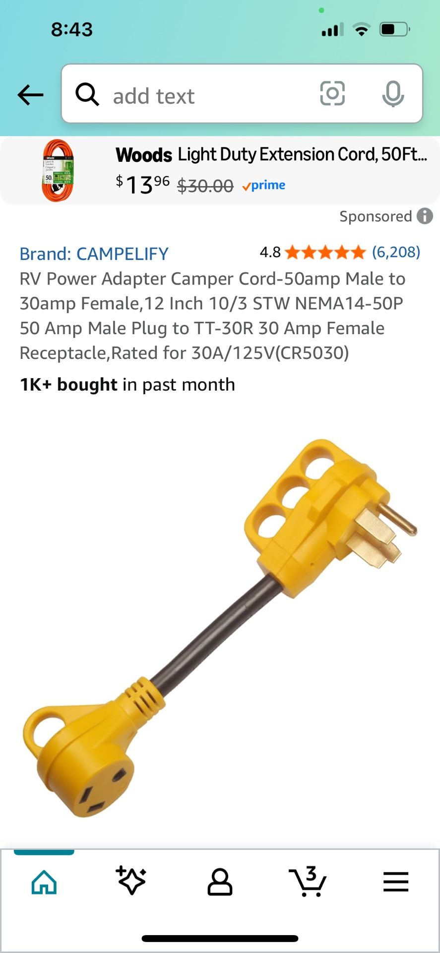 RV Power Adapter Camper Cord