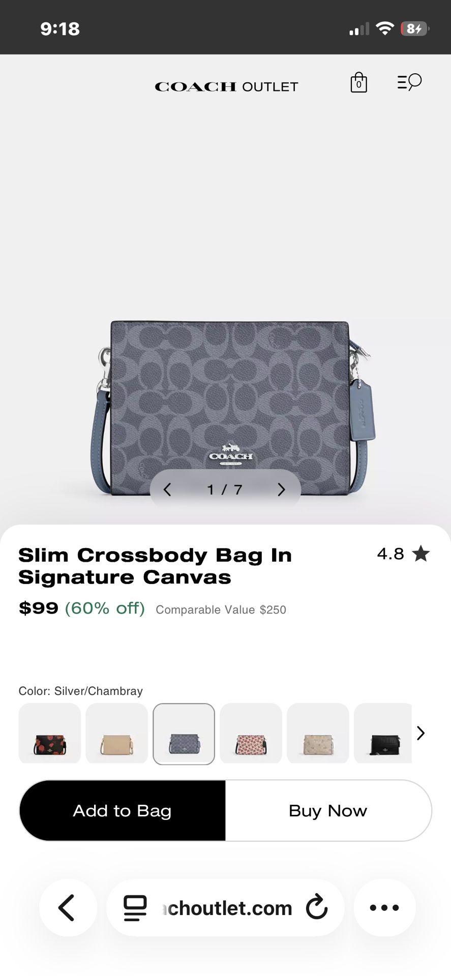 Slim Crossbody Bag In Signature Canvas