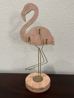 Jewelry Holder Pink & Gold Flamingo 