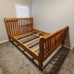Queen Wooden Sleigh Bed Frame