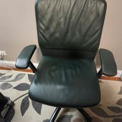8 Hunter Green Leather Adjustable Chairs