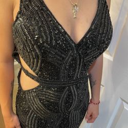 Black Sequin Prom Dress