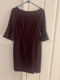 Women's Elegant Bell-Sleeve Sheath Dress in Deep Plum
